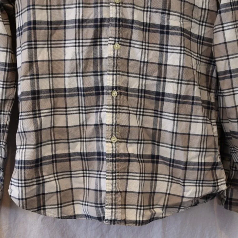 Jcrew Vintage Oxford Plaid Button Down Shirt LG Gray Black White